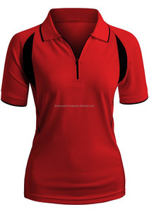 Chemise de sport à manches courtes pour femme, vêtements actifs pour dames, chemise rouge avec fermeture éclair, Polo, T-Shirts, tendance - Product Image 2