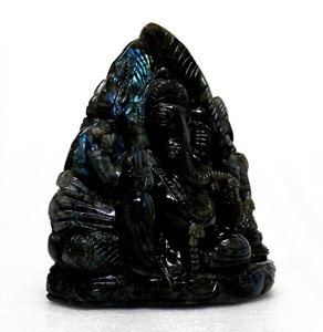 Escultura Religiosa de Ganesha Tallada en Labradorita Natural, Artículo Coleccionable de la India, Tamaños Personalizados Disponibles - Product Image 3