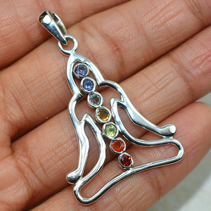 Lunette en forme de Chakra fascinant, pendentifs en argent Sterling 925, fabricant de bijoux indien, bijoux en argent frais - Product Image 2
