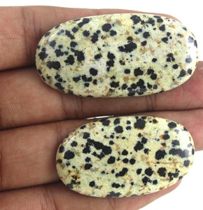 แจสเปอร์ดัลเมเชียนธรรมชาติ2ชิ้นอัญมณีหลวมทรงรีรูปร่างเรียบขายส่ง - Product Image 2