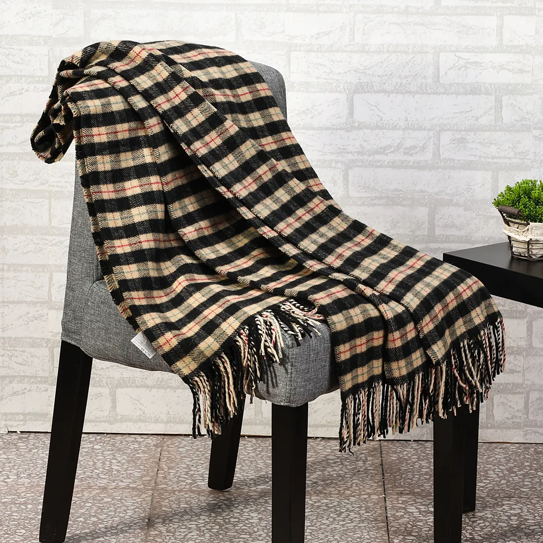 Alpaca Wol Gooit Tartan Knie Deken Plaid Merino Wol Plaids En Dekens