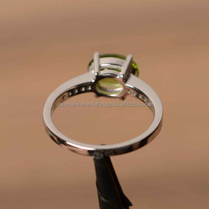 Anillo de cuarzo peridoto de Plata de Ley 925, joyería hecha a mano, joyería de plata - Product Image 3