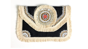 KAMARVY Classical New Fashionable Fringe Cotton Fabric <b>Envelope</b> Designer Clutch Purse - Product Image 3