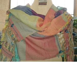 Visbbk Ensemble de châle long en viscose pour adultes à la mode Automne Woven Wrap tissé aux couleurs vives avec chapeau et gant pour dames Ensemble de 5 pièces - Product Image 2