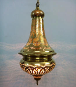 BR367 Lustre marocain en laiton poli Mosaïque Suspension Finition laiton antique avec fer cuivre pour traditionnel moderne - Product Image 1