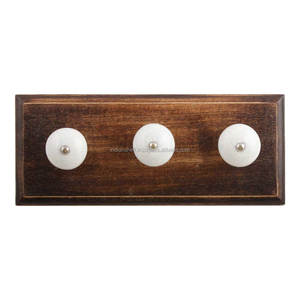 Ganchos decorativos hechos a mano de cerámica craquelada, ganchos de madera reutilizables montados, para sombreros, bolsas, ropa, blanco y turquesa, venta al por mayor - Product Image 1