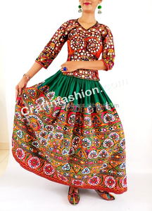 Jupe Rabari en broderie de Kutch en Inde - Jupe Rabari Kutchi pour femme (Gaghra) - Jupes traditionnelles indiennes - Product Image 4