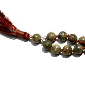 Alta calidad fragante indio sándalo Unakite 108 cuentas Yoga Mala collar anudado borla Mala - Product Image 3