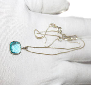 Piedra preciosa de Topacio Azul, collar sólido de 925 Plata de ley, joyería elegante para bodas y compromisos, suministro al por mayor - Product Image 2