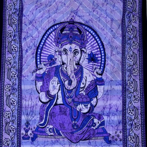 พรม100% ฮิปปี้โบโฮทำจากผ้าฝ้ายทำมือลายดอกไม้พิมพ์ลายพระพิฆเนศดาวแมนดาลาแขวนผนังสำหรับตกแต่งบ้าน - Product Image 1