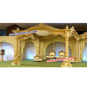 Mandap Tradicional Indio Tallado en Madera para Bodas, Mandap Tradicional Gujrati para Bodas, Mandap Único Estilo Rajwada, Canadá - Product Image 1