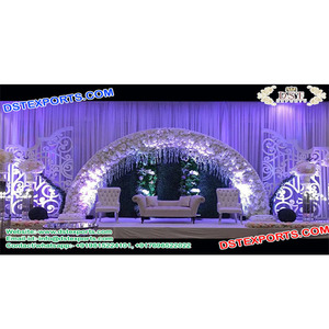 Conjunto de escenario de recepción con temática de perla blanca, conjunto de etapas de recepción de estilo bollwood, decoración de escenarios de boda - Product Image 1