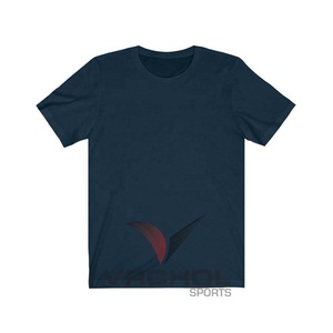 T-shirts 100% coton de haute qualité pour hommes col rond/col rond brodé motif solide Fitness imprimé vêtements tricotés-rouge - Product Image 2