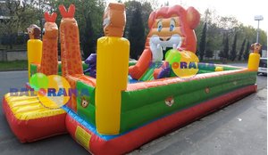 Parque infantil inflable Tiger y Castillo de ciudad divertido Moonwalk duradero para entretenimiento de niños marca BALORAMA 10x5x3m Material de PVC - Product Image 3