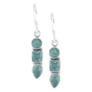 Wholesale Silver Jewelry Blue Stone Earrings 925 Sterling Jewelry