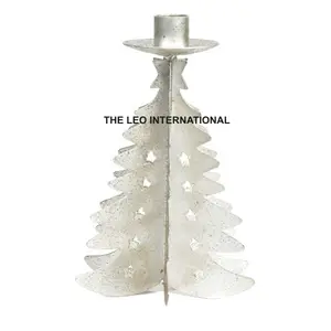 Metal steel Iron silver color Christmas tree candle holder 6X6X8 Inch traditional Christmas tree festival decoration American