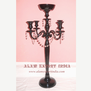 Nouvelle Arrivée Vente Chaude Métal Aluminium 5 Bras Candélabre Noir Fini Bougeoir De Mariage Décoration De Table - Product Image 6