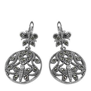 Boucles d'oreilles décoratives mignonnes en argent sterling avec un design de marcassite à la mode pour la fête et le cadeau - Product Image 2