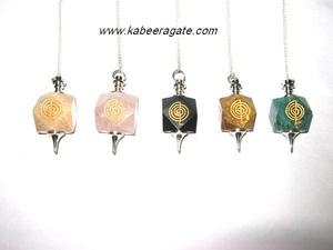 Pendule en gros: pendule en pierre mixte Cho ko Reiki avec chaîne en argent - Product Image 2