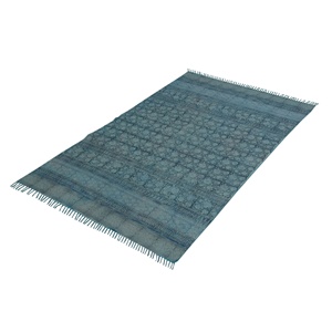 พรมทอมืออินเดียขนาดใหญ่,พรมปูพื้นผ้าฝ้ายย้อมสีผัก5X8ฟุตพิมพ์ลายโบฮีเมียนบล็อกมือ Dhurrie - Product Image 2