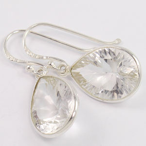 Boucles d'oreilles pendantes mignonnes pour femmes modernes, pierres précieuses en cristal de quartz naturel, bijoux en argent sterling 925 - Product Image 2