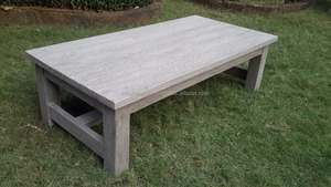 Modern Rustic Weathered Gray Teak Coffee <b>Table</b> <b>Square</b> Minimalist Solid Wood Outdoor Furniture for Beach Garden Dining Use - Product Image 5