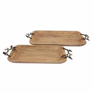 Plateau de service rectangulaire en bois fait à la main inachevé classique Plateau polyvalent pour servir ou afficher - Product Image 6