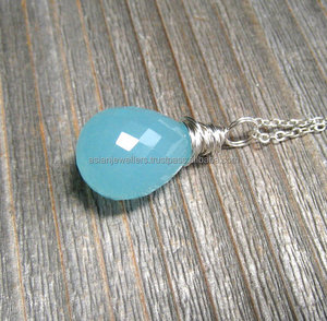 Colgante de GEMA de Calcedonia de agua, Plata de Ley 925 - Product Image 2