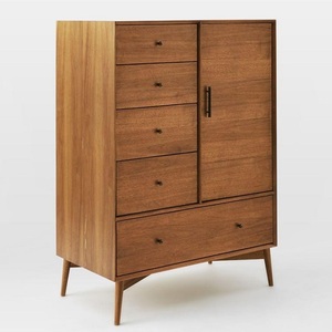 Loft en fer forgé de style industriel rétro américain Armoire de rangement latérale en bois massif avec tiroir Rangement Entrée Placard - Product Image 1