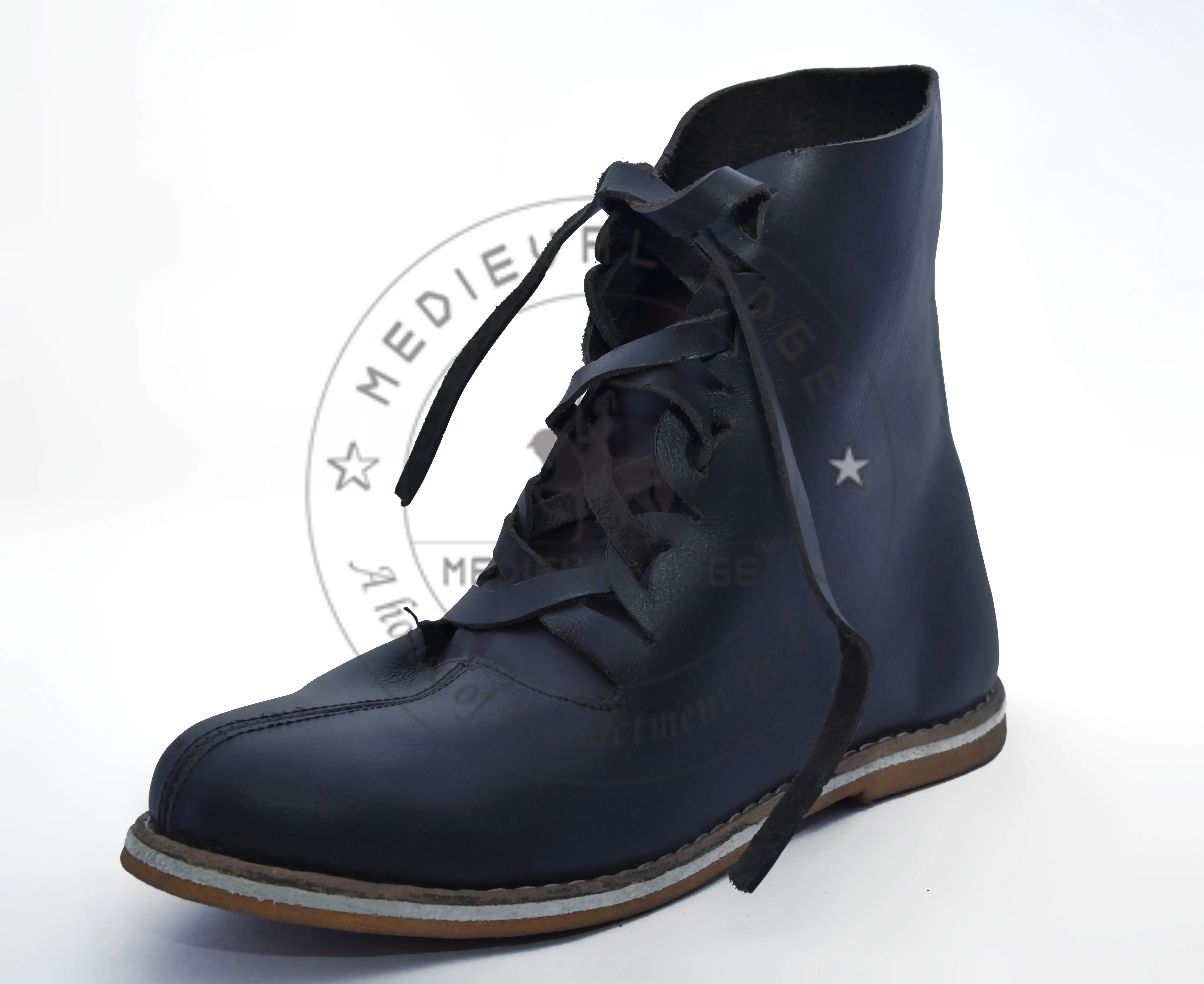 Dark Blue Medieval Style 100% Genuine Leather Shoes for Men at a Wholesale Price