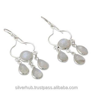 Pendientes de Piedra Lunar Arcoíris 100% Genuinos, Plata de Ley 925, Joyería Hecha a Mano, Venta al por Mayor, Pendientes de Plata Fina - Product Image 2