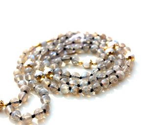 Energized Spiritual Men's Mala Necklace 108 Round Beads Silk Tassel Knotted Natural Healing <b>Crystal</b> Stone Piedras Naturales - Product Image 2