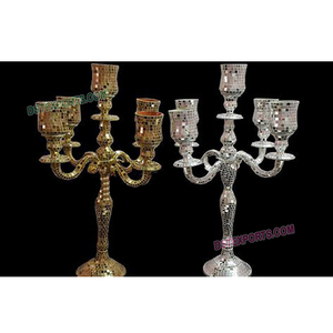 Lampe avec miroir de mariage à cinq bras, chandelier de travail, en cristal, pour décoration de Table, chandelier doré - Product Image 1