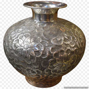 Design gaufré fabriqué à la main en argent antique conception dessus de table fleur grand vase restaurant et hôtel ware pot de fleur en aluminium - Product Image 1