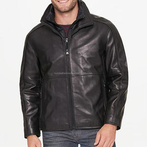 Chaqueta de bombardero de piel de vaca auténtica para hombre, babero de talla grande, temporada de invierno, capucha transpirable, cuello, patrón liso, bolsillo de piel de oveja - Product Image 5
