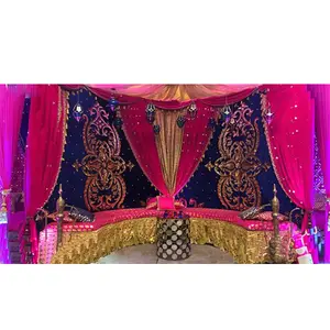 Moghul-stil Mehndi Bühne Embrodried Kulissen Royal Indian Hochzeit Bühne Hintergrund Vorhänge Indische Hochzeit Hintergrund Vorhänge