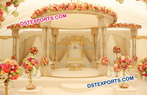 ชุด Mandap งานไม้แกะสลักสีทองสำหรับงานแต่งงานอินเดีย,ของตกแต่งงานแต่งงานแบบอินเดียที่ยิ่งใหญ่ - Product Image 3