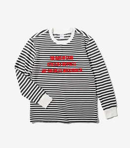 เสื้อยืดแขนยาวลายทางผู้ชาย คอโอ ไซส์ใหญ่ ผ้าเจอร์ซีย์ สีขาวลำลอง น้ำหนัก 220 กรัม - Product Image 2