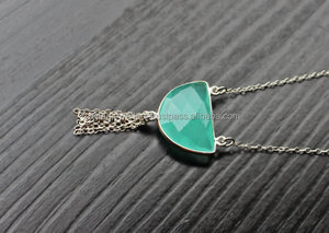 925เงินสเตอร์ลิงอควา Chalcedony พลอยสร้อยคออินเทรนด์ - Product Image 2