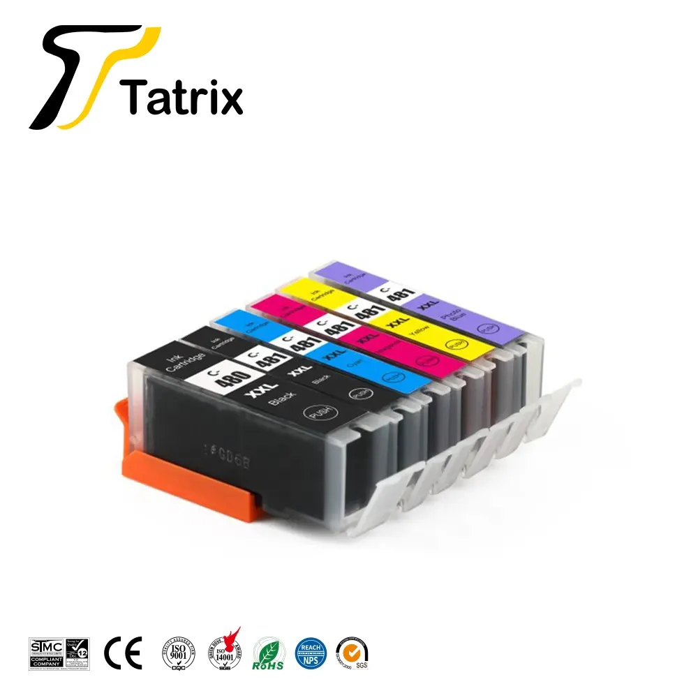 Tatrix PGI-480XXL PGI480 CLI-481XXL CLI481 cartucho de tinta Compatible para Canon PIXMA TR7540 TR8540 TS6140 impresora