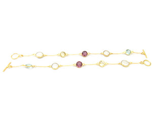 Pulseras de moda hechas a mano de plata esterlina con múltiples piedras preciosas con baño de oro y plata (SAC 20920) - Product Image 3