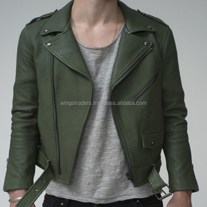 2018-19 alas de los comerciantes de diseño de moda conjunto verde oscuro racing chaqueta de cuero de los hombres - Product Image 1