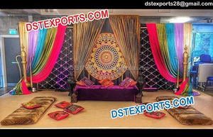 Canapé Diwan à coussin en bois sculpté, ensemble de meubles de mariage indiens, canapé à deux places pour mariage asiatique en vente - Product Image 2