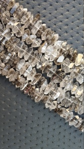 Pierre précieuse de quartz Herkimer naturelle de 15 pouces de long percée au centre de perles de pierre de naissance à effet d'étoile scintillante tierce partie - Product Image 5