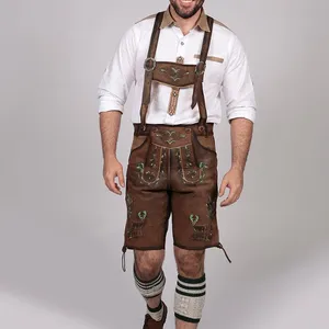 Oktoberfest hombres Lederhosen, trajes alemanes alemán bávaro Oktoberfest pantalones de cuero traje