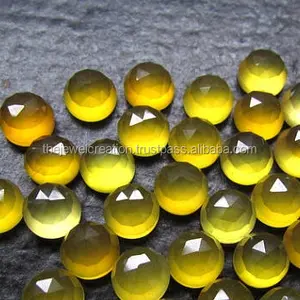 6mm Natural Amarelo Calcedônia Pedra Rose Cut Round Cabochon Loja Online Atacado Fabricação Jóias Personalizadas Handmade DIY Venda