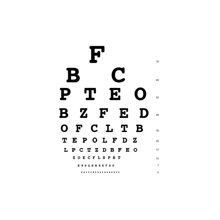 Professional Site. Reversed Snellen Eye Chart-20 Ft