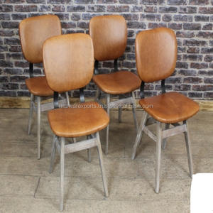 Chaise industrielle antique en cuir au design moderne avec cadre en métal pour la maison, le bureau, la salle à manger et le salon. - Product Image 5