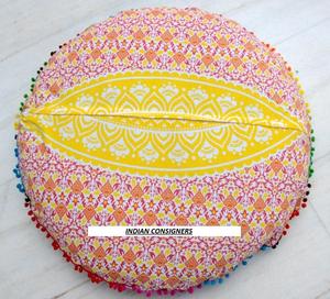 Pouf Mandala Ombre en Coton Fait Main par Indian Artisans Tissé Repose-pieds avec Plusieurs Couleurs pour une Magnifique Décoration Intérieure - Product Image 3
