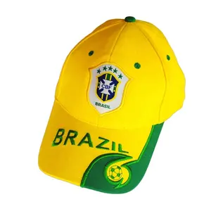 Hochwertiges Stick logo Brasil Caps Hut Baseball Cap Style Fünf-Sterne Brasilien Sport Caps für Brasilien Fußball